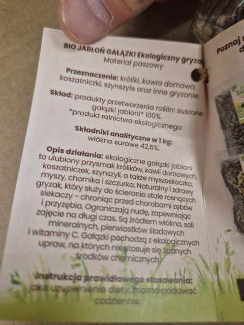 BIO JABŁOŃ GAŁĄZKI DLA KRÓLIKÓW I GRYZONI 100G
