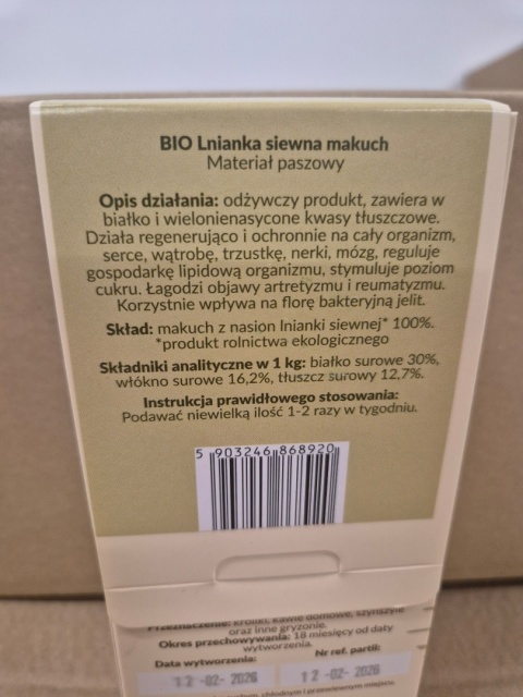 BIO LNIANKA MAKUCH 100G DLA KRÓLIKÓW I GRYZONI NA SIERŚĆ