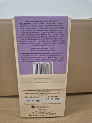 BIO LUCERNA GRANULAT 150G DLA KRÓLIKÓW I GRYZONI NA KONDYCJĘ