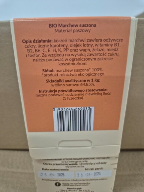 BIO MARCHEW SUSZONA 150 G DLA KRÓLIKÓW I GRYZONI