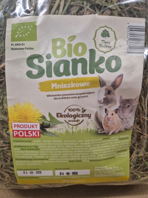 BIO SIANKO MNISZKOWE DLA KRÓLIKÓW I GRYZONI 500G NA WĄTROBĘ