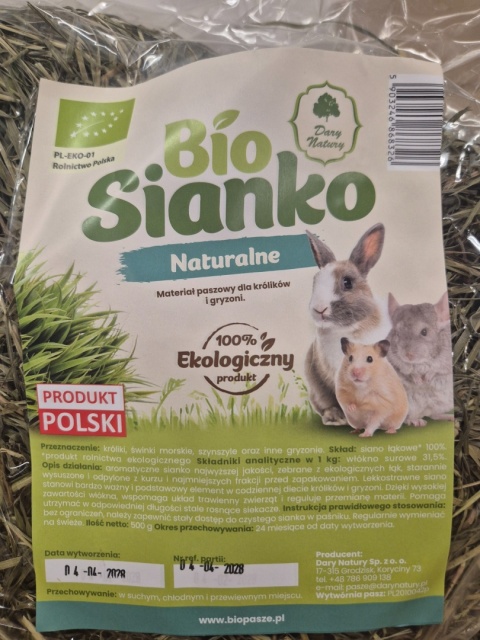 BIO SIANKO NATURALNE DLA KRÓLIKÓW I GRYZONI 1 KG DUŻE OPAKOWANIE