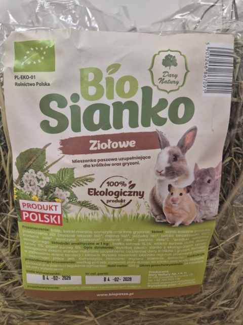 BIO SIANKO ZIOŁOWE DLA KRÓLIKÓW I GRYZONI 500G MIX ZIÓŁ