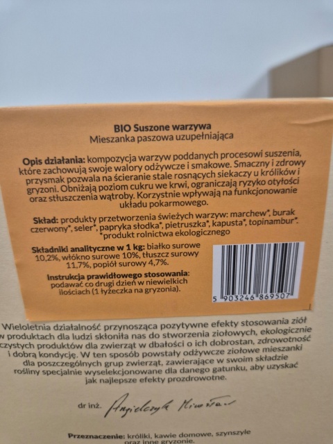 BIO SUSZONE WARZYWA 200G DLA KRÓLIKÓW I GRYZONI NA ENERGIĘ