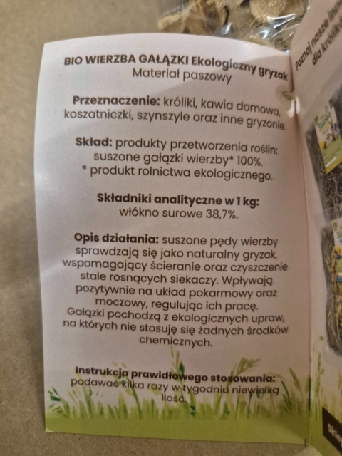 BIO WIERZBA GAŁĄZKI DLA KRÓLIKÓW I GRYZONI 100G