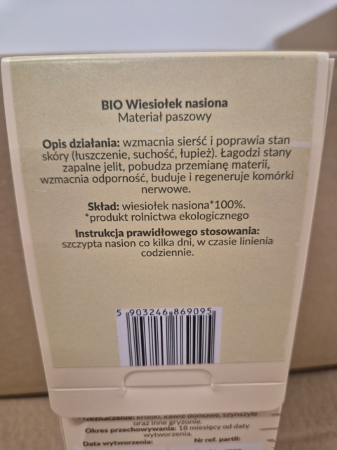 BIO WIESIOŁEK NASIONA 100G DLA KRÓLIKÓW I GRYZONI NA SIERŚĆ