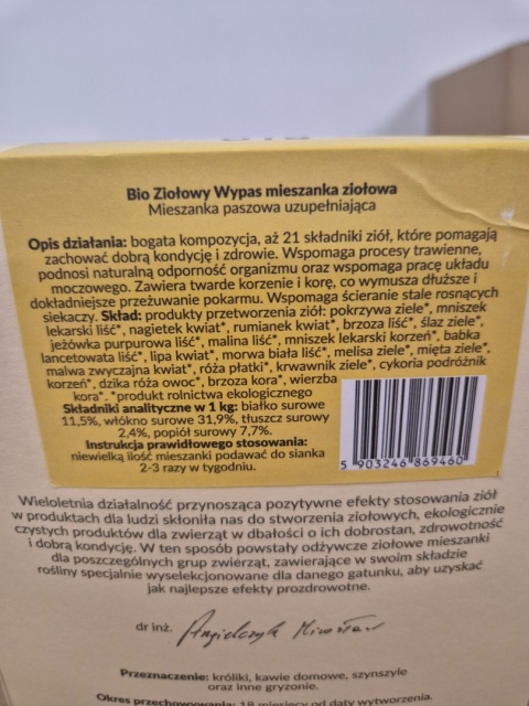 BIO ZIOŁOWY WYPAS 1KG DLA KRÓLIKÓW I GRYZONI NA WITALNOŚĆ