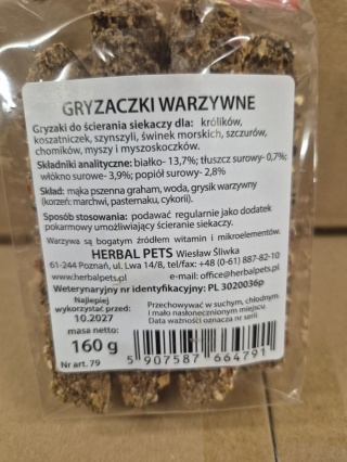 Herbal Pets Gryzaczki Warzywne dla Królika - Zdrowy Naturalny Gryzak