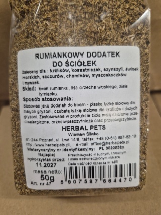 Herbal Pets Rumiankowy Dodatek do Ściółki dla Królika - Naturalna Pielęgnacja