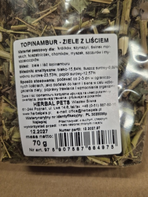 Herbal Pets Topinambur z Liściem dla Królika - Naturalne Zioła Suszone