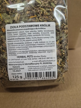 Herbal Pets Zioła Podstawowe dla Królika - Codzienna Mieszanka Ziołowa