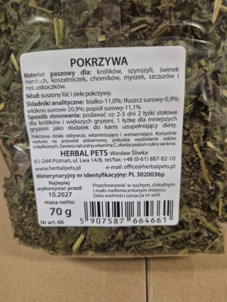 Herbal Pets pokrzywa dla królików i gryzoni 70g
