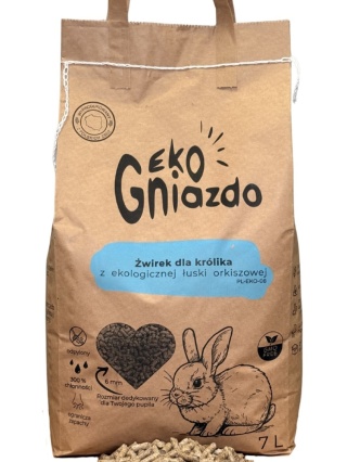 EKO GNIAZDO ŻWIREK PELLET orkiszowy królik 7l z ekologicznej łuski 6 mm