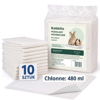 PODKŁADY HIGIENICZNE EXTRA CHŁONNE 480 ml 45× 60 cm – 10 szt. Rabbito