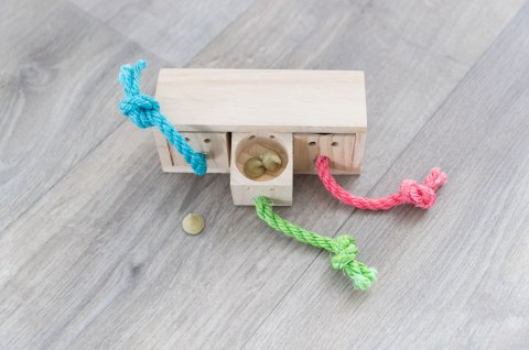 Trixie Drewniany pojemnik na przysmaki dla królika, 16 × 6 × 7 cm